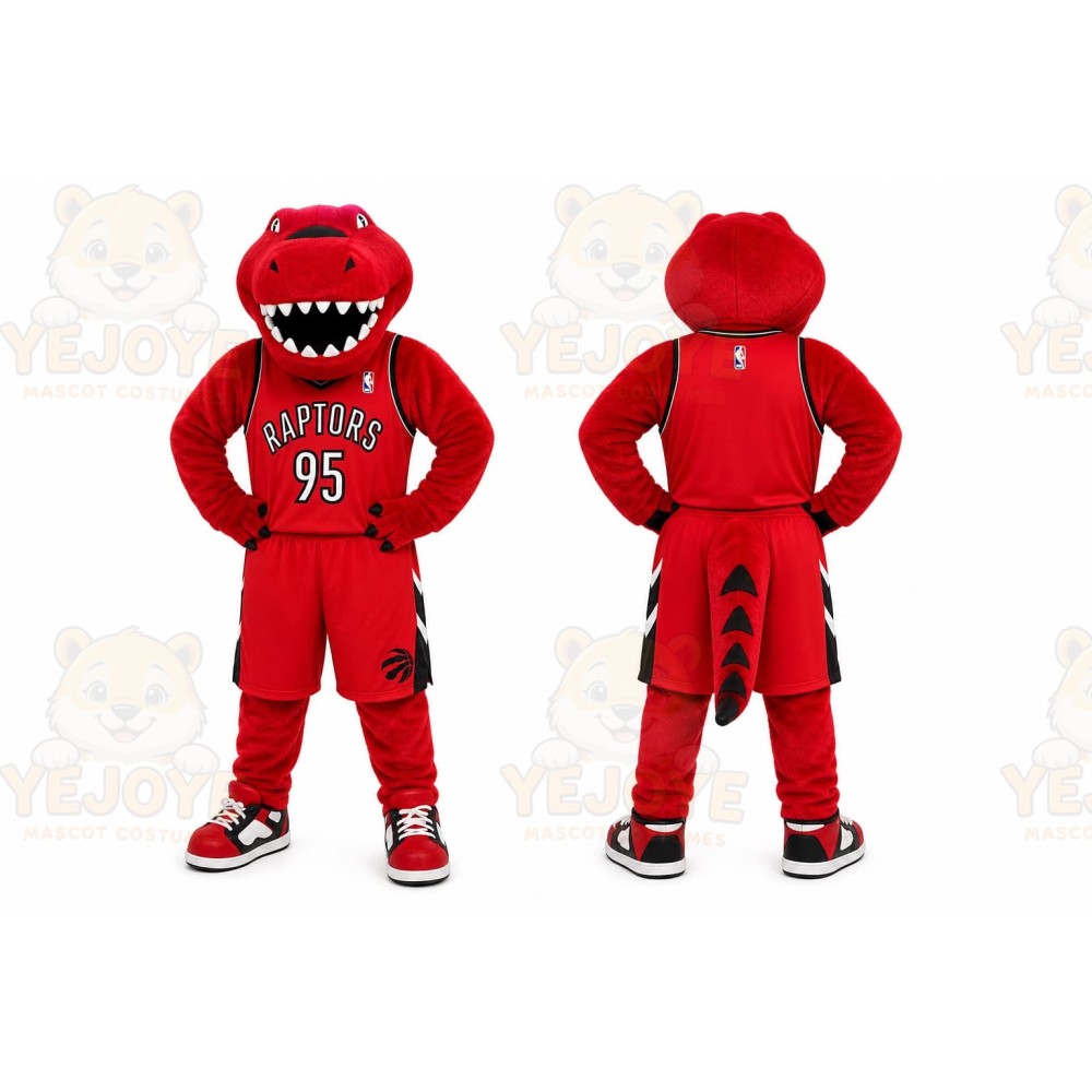 Red Dinosaur Mascot Costume for Sports Events