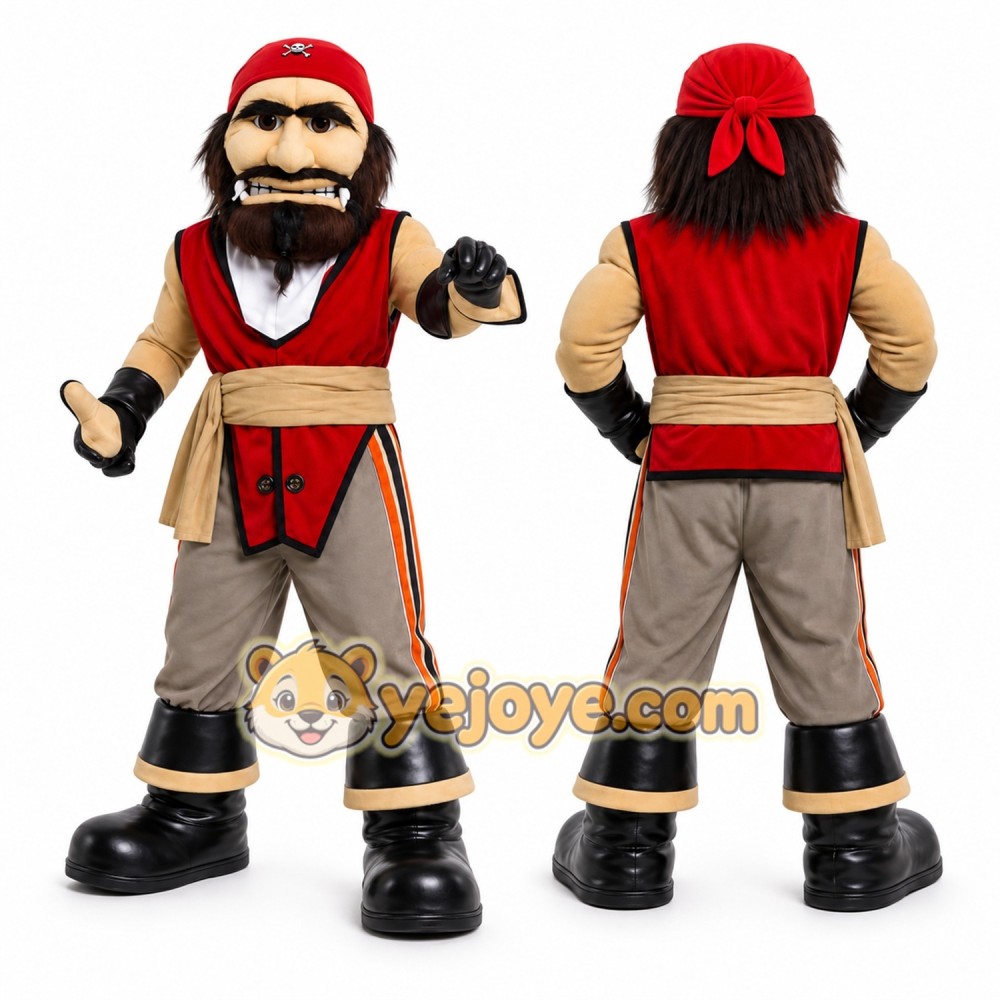 Red Pirate Mascot Costume for School Events Red Pirate Mascot Costume for School Events