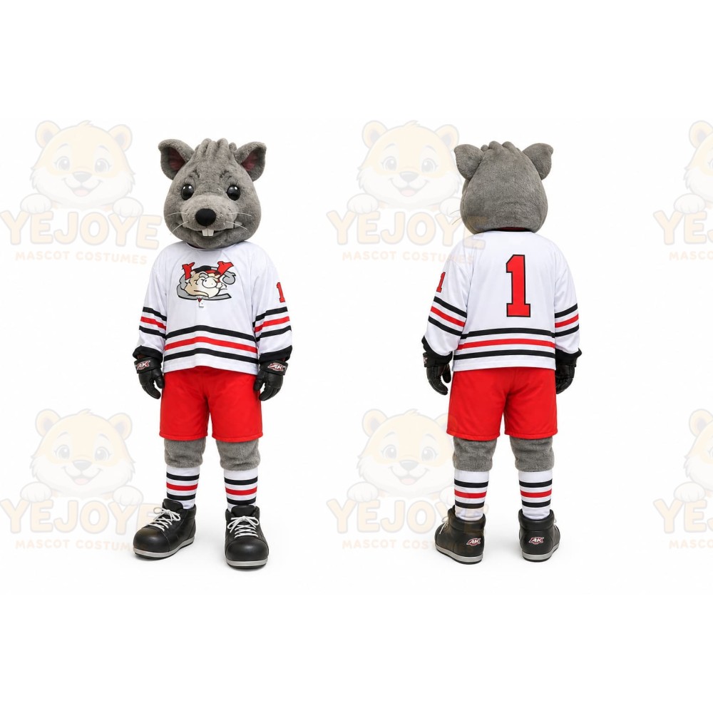 Gray Mouse Mascot Costume for Sports Events