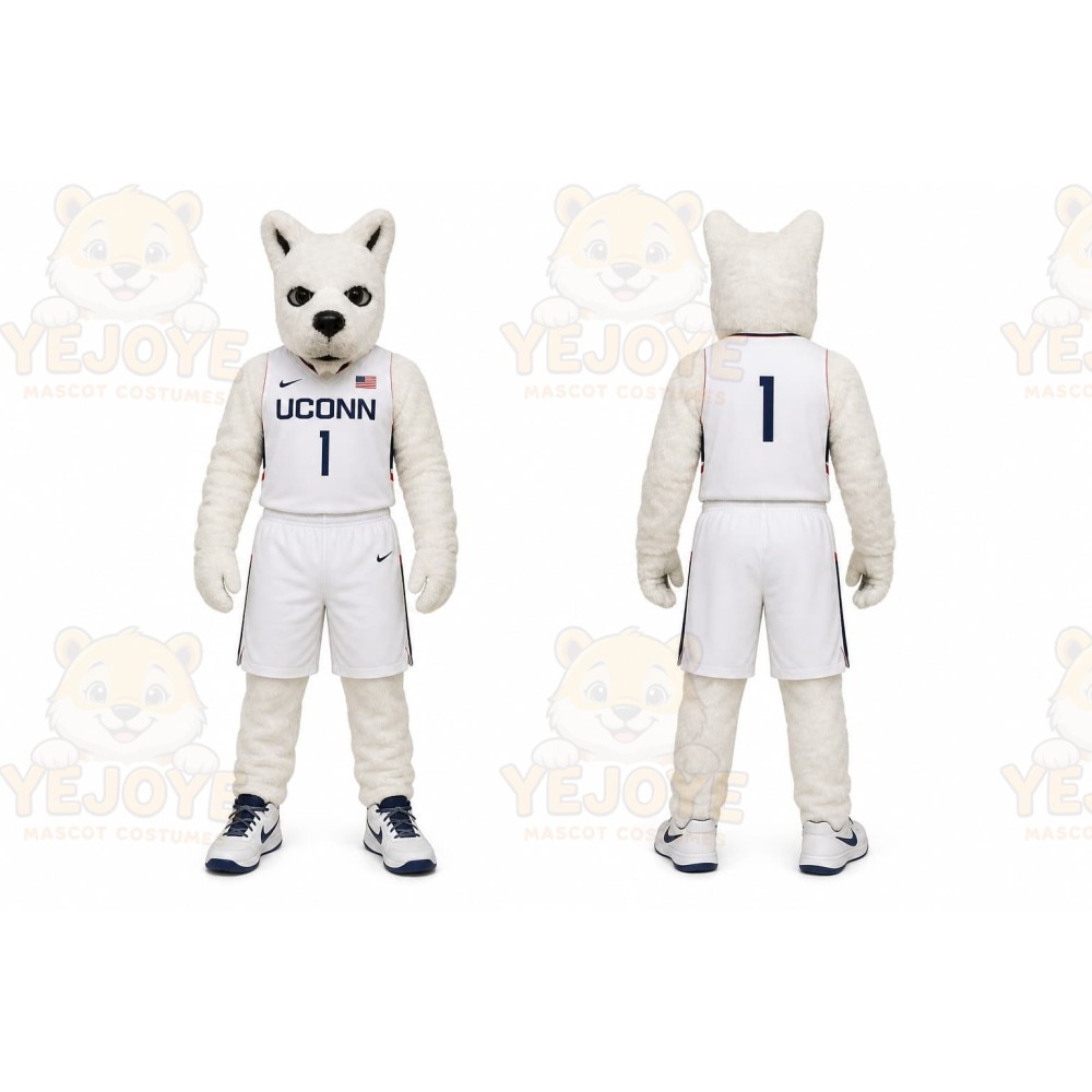 White Dog Mascot Costume for Sports Events