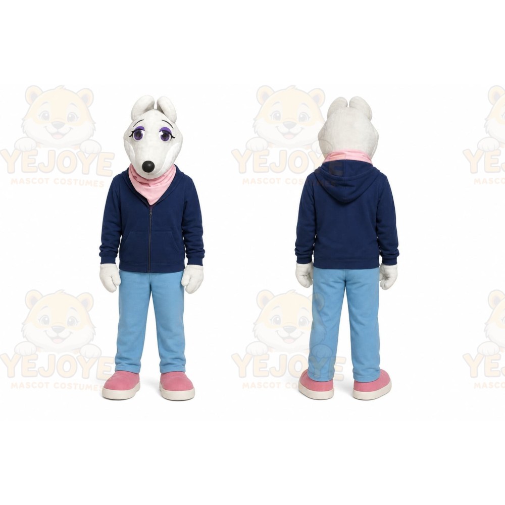 White Mouse Mascot Costume for Children's Events