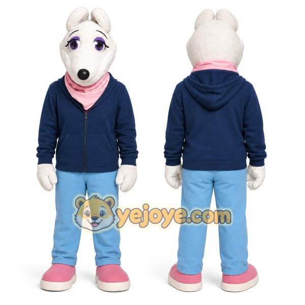 White Mouse Mascot Costume for Children's Events