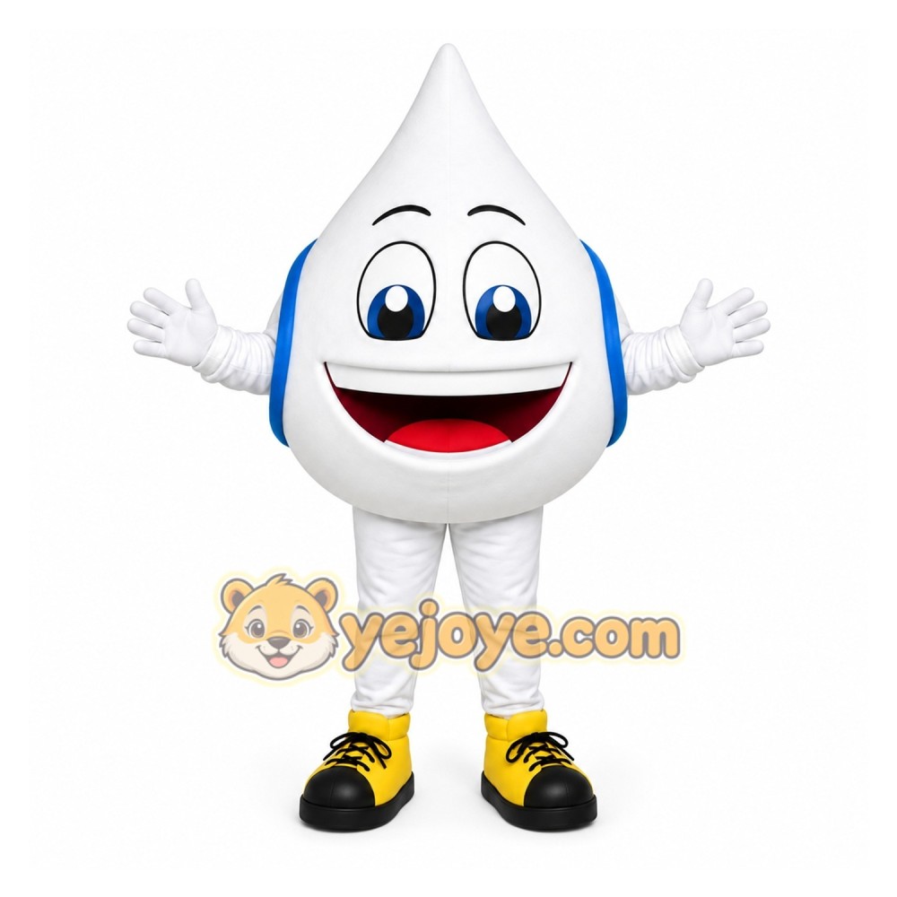 White Water Drop Mascot Costume for Events and Promotions White Water Drop Mascot Costume for Events and Promotions