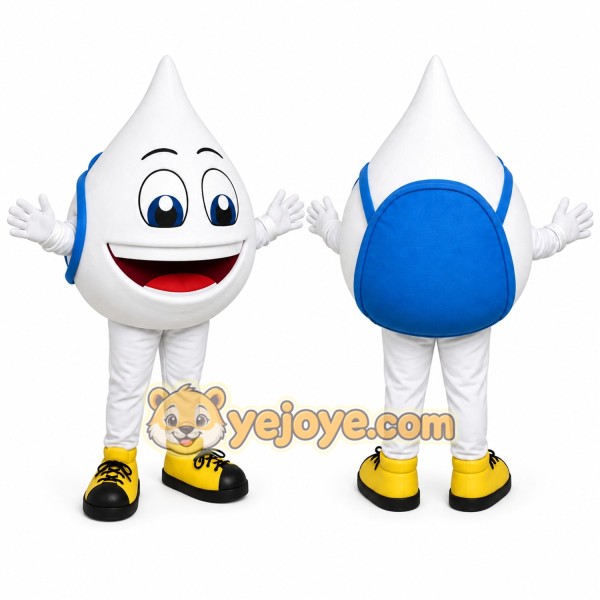 White Water Drop Mascot Costume for Events and Promotions