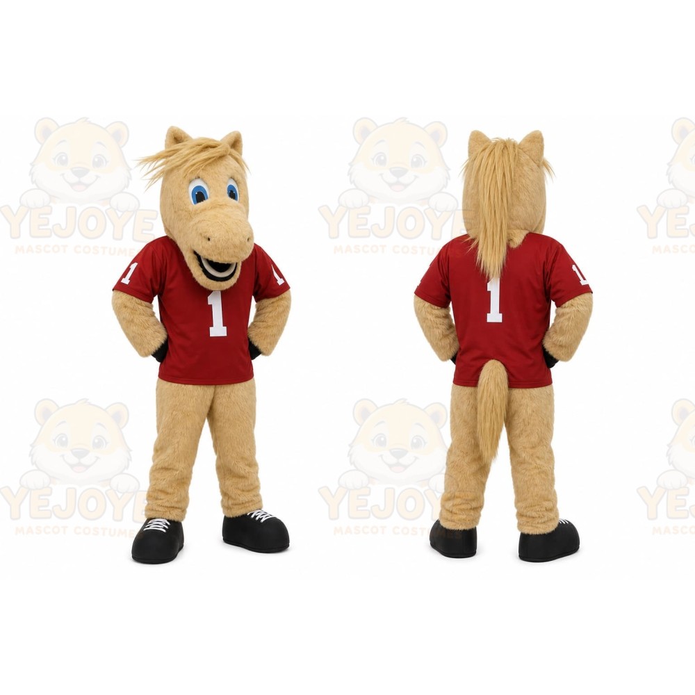 Tan Horse Mascot Costume for Sports Events