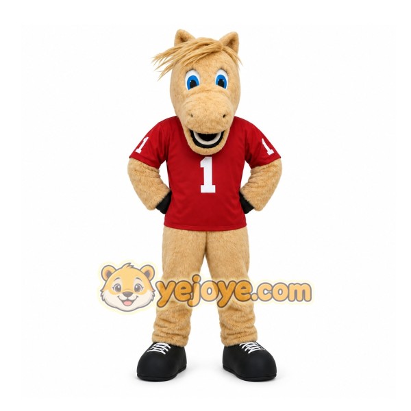 Tan Horse Mascot Costume for Sports Events