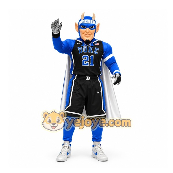 Blue Superhero Mascot Costume for Sports Events