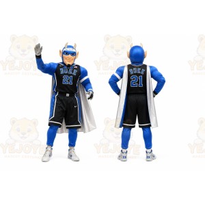 Blue Superhero Mascot Costume for Sports Events