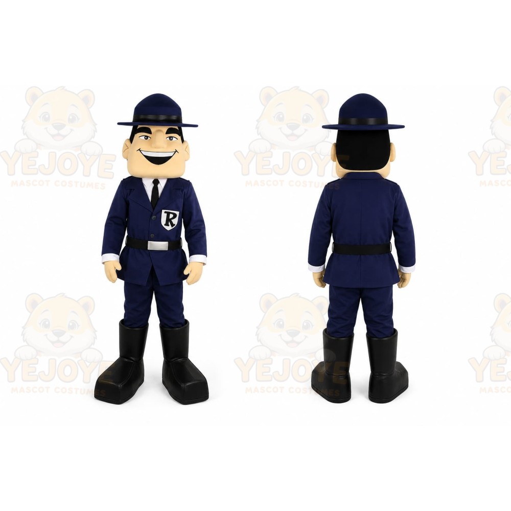 Blue Policeman Mascot Costume for Corporate Events