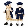 Blue Colonial Man Mascot Costume for School Events Blue Colonial Man Mascot Costume for School Events