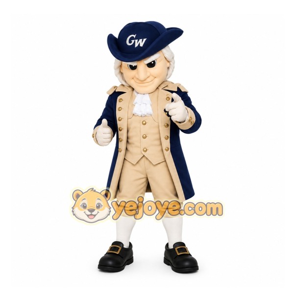 Blue Colonial Man Mascot Costume for School Events