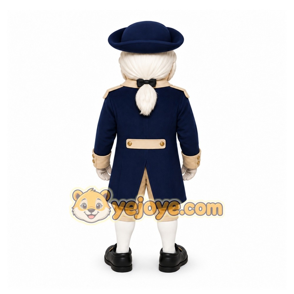 Blue Colonial Man Mascot Costume for School Events Blue Colonial Man Mascot Costume for School Events