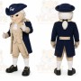 Blue Colonial Man Mascot Costume for School Events