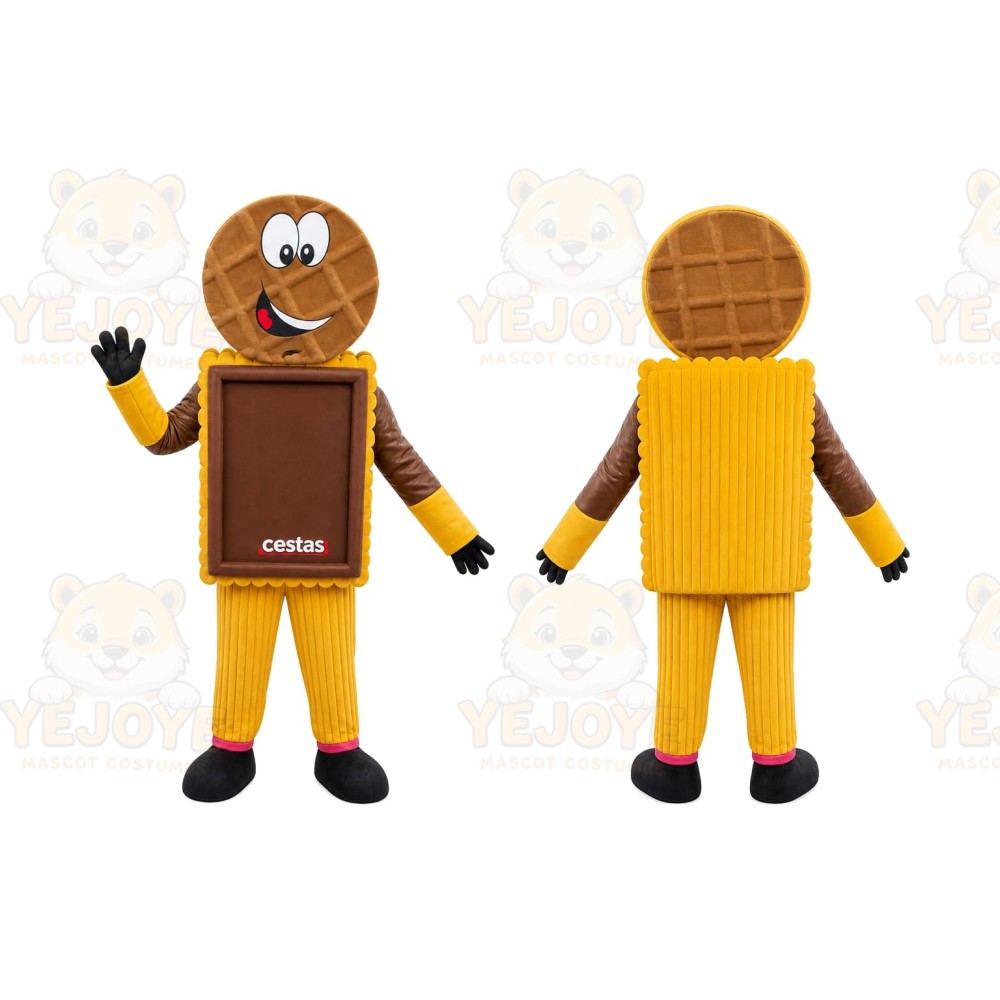 Yellow Waffle Cookie Mascot Costume for Events and Promotions