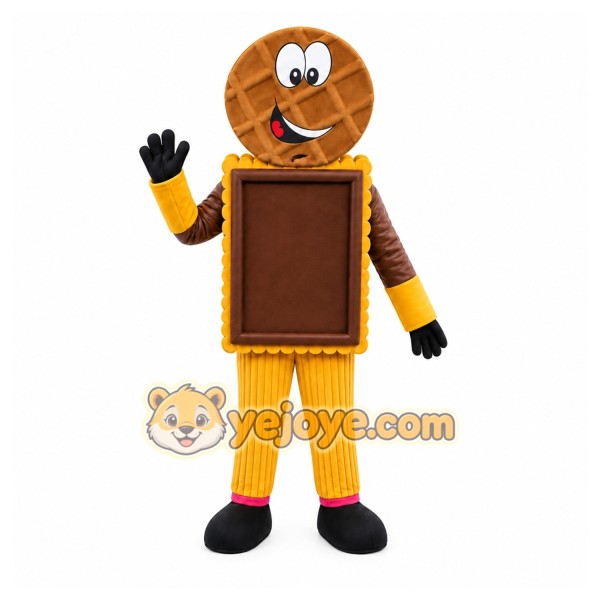Yellow Waffle Cookie Mascot Costume for Events and Promotions