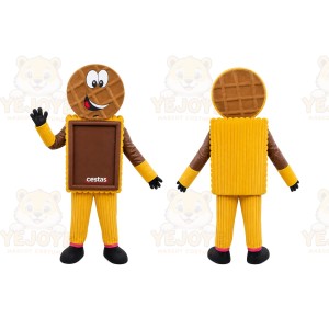 Yellow Waffle Cookie Mascot Costume for Events and Promotions