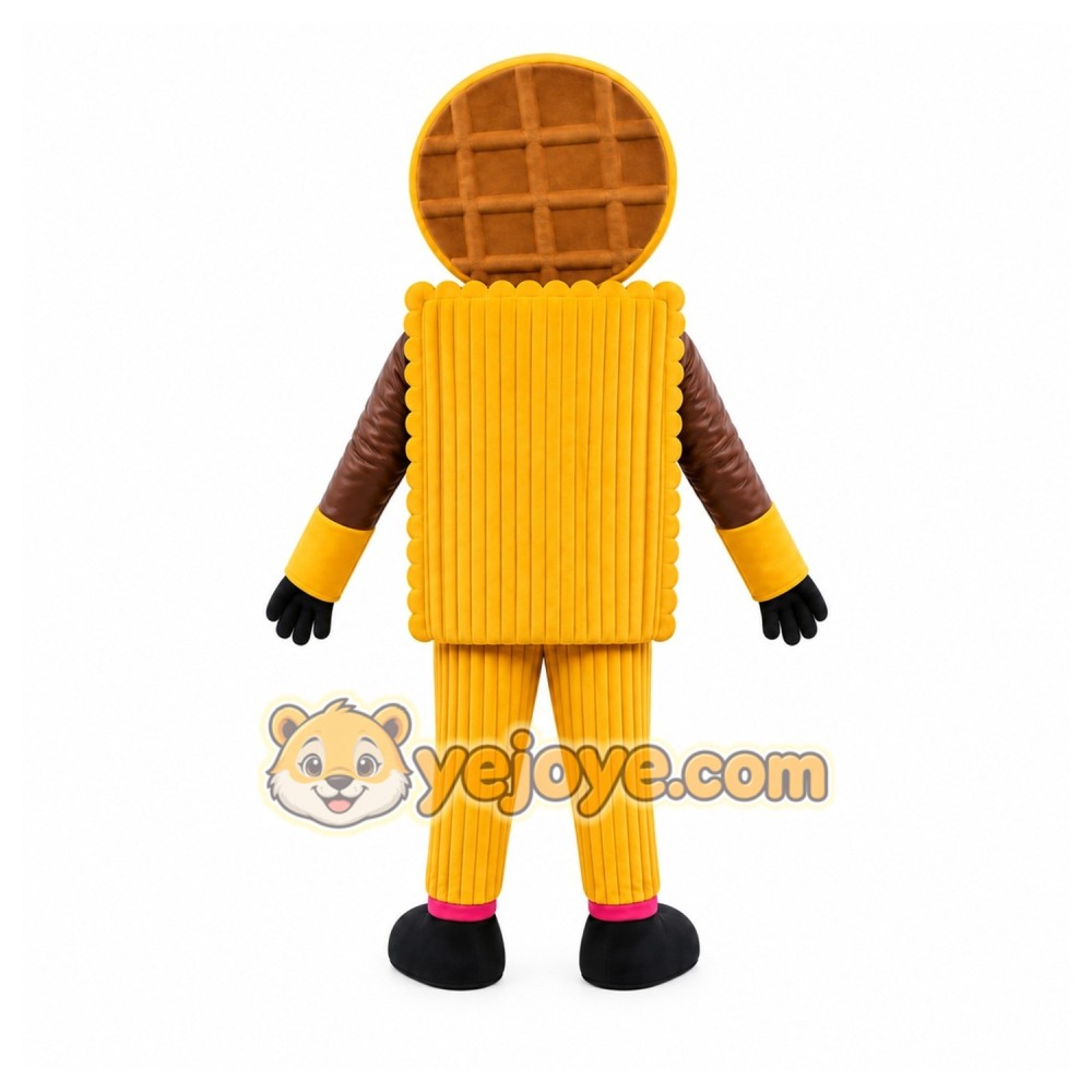 Yellow Waffle Cookie Mascot Costume for Events and Promotions Yellow Waffle Cookie Mascot Costume for Events and Promotions