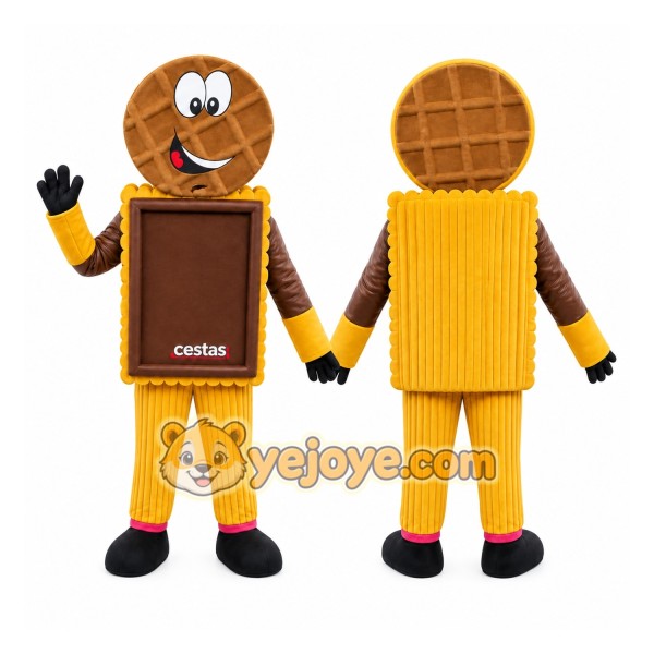 Yellow Waffle Cookie Mascot Costume for Events and Promotions