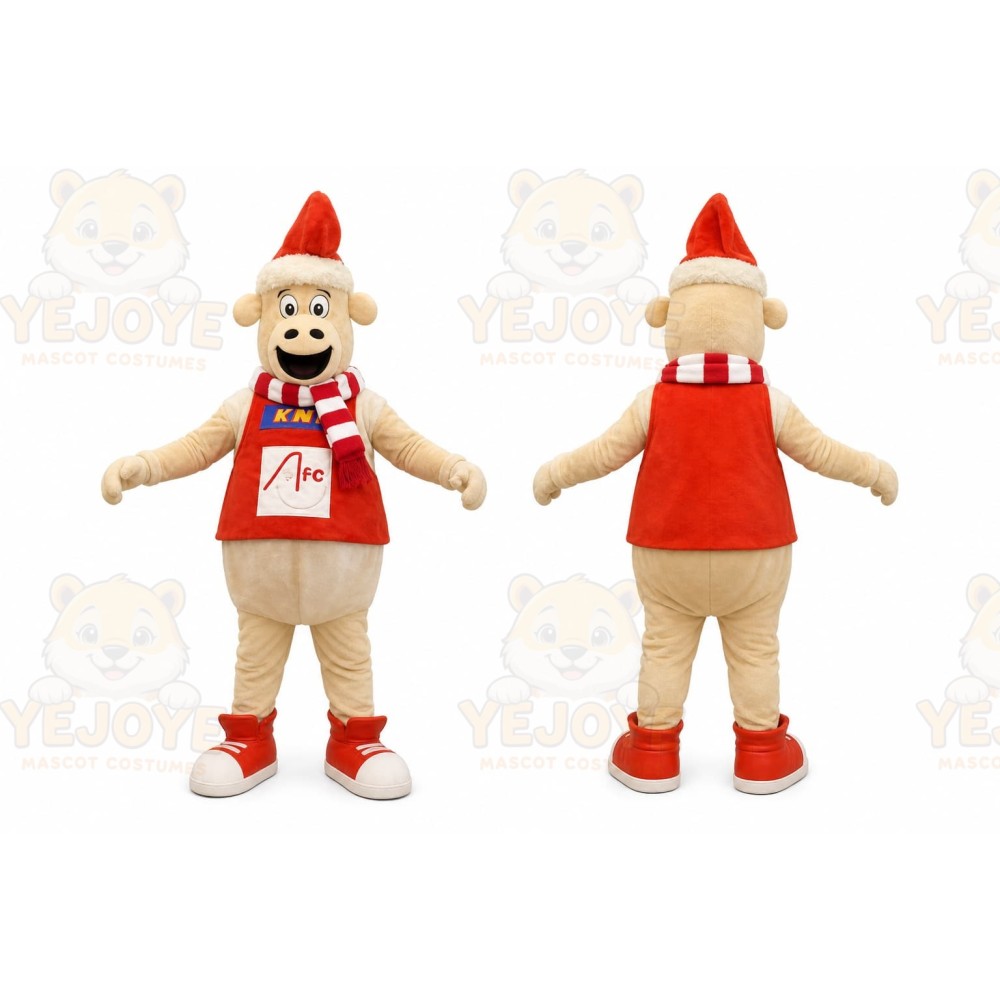Cartoon Monkey With Santa Hat Mascot Costume for Holiday Events