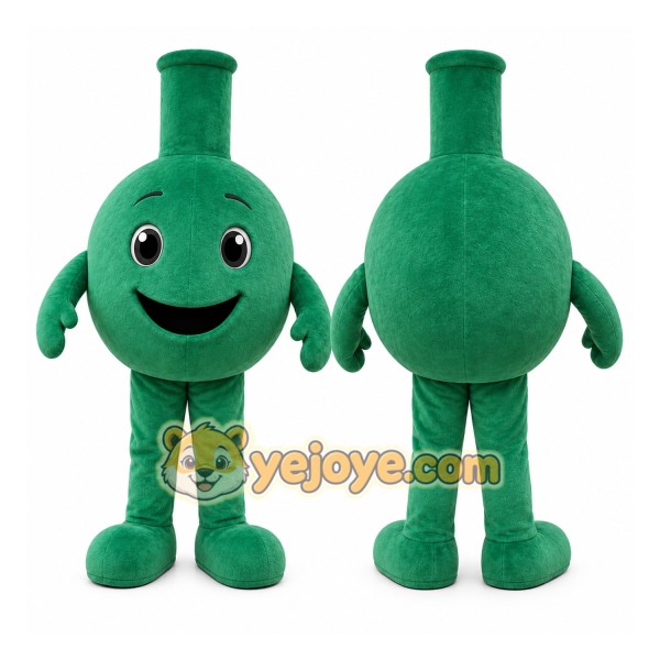 Green Round Flask Mascot Costume for Corporate Events