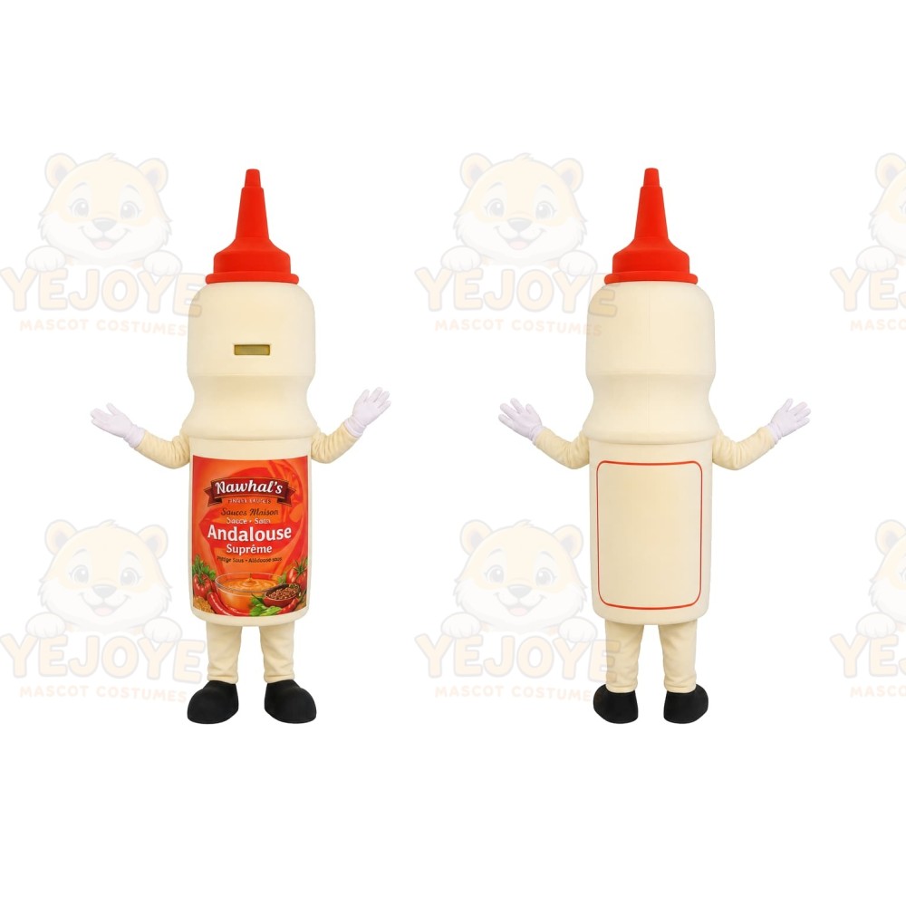 White Sauce Bottle Mascot Costume for Restaurant Promotions
