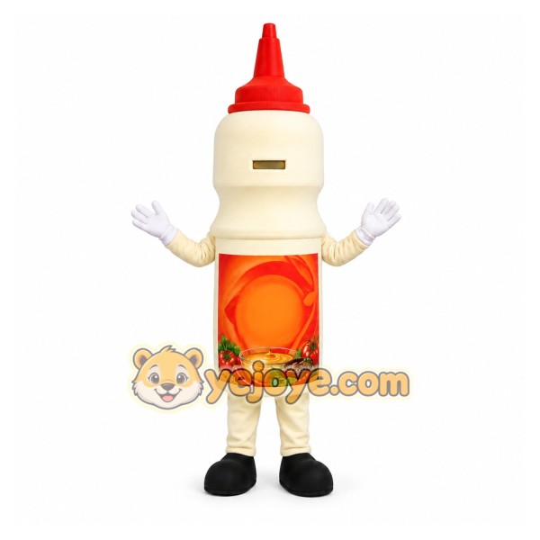 White Sauce Bottle Mascot Costume for Restaurant Promotions White Sauce Bottle Mascot Costume for Restaurant Promotions