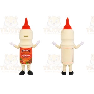 White Sauce Bottle Mascot Costume for Restaurant Promotions