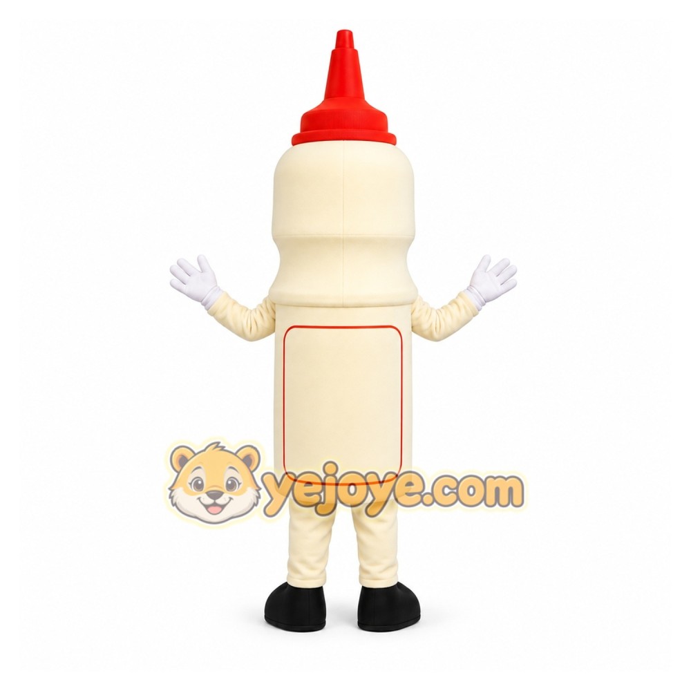 White Sauce Bottle Mascot Costume for Restaurant Promotions White Sauce Bottle Mascot Costume for Restaurant Promotions
