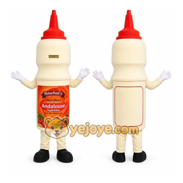 White Sauce Bottle Mascot Costume for Restaurant Promotions
