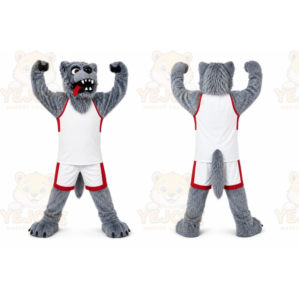 Gray Wolf Mascot Costume for Sports Events