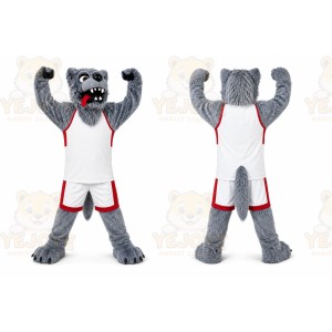 Gray Wolf Mascot Costume for Sports Events