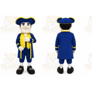 Blue Colonial Man Mascot Costume for Events and Promotions