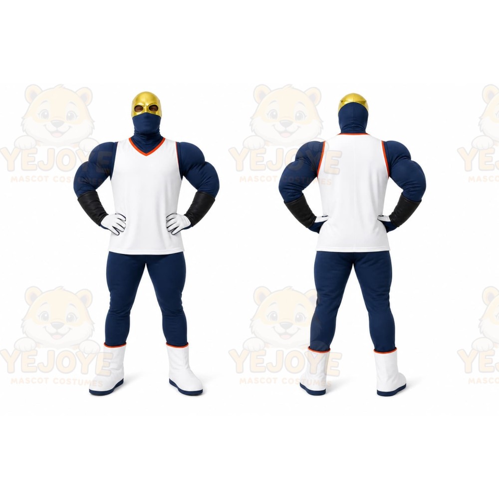 Blue Masked Superhero Mascot Costume for Events and Promotions