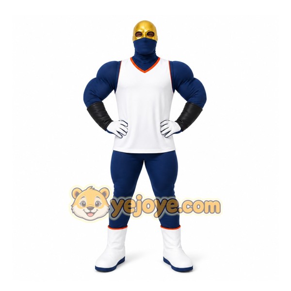 Blue Masked Superhero Mascot Costume for Events and Promotions