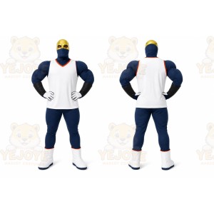 Blue Masked Superhero Mascot Costume for Events and Promotions