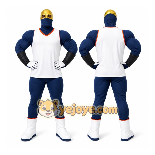 Blue Masked Superhero Mascot Costume for Events and Promotions