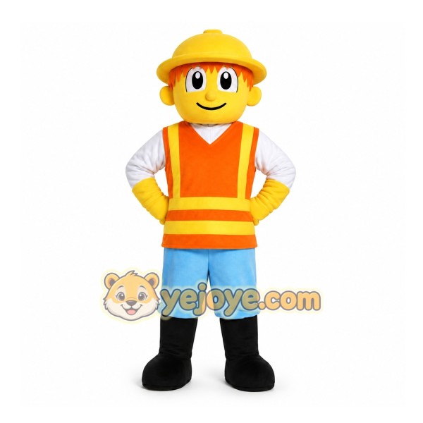 Yellow Construction Worker Mascot Costume for Events and Promotions