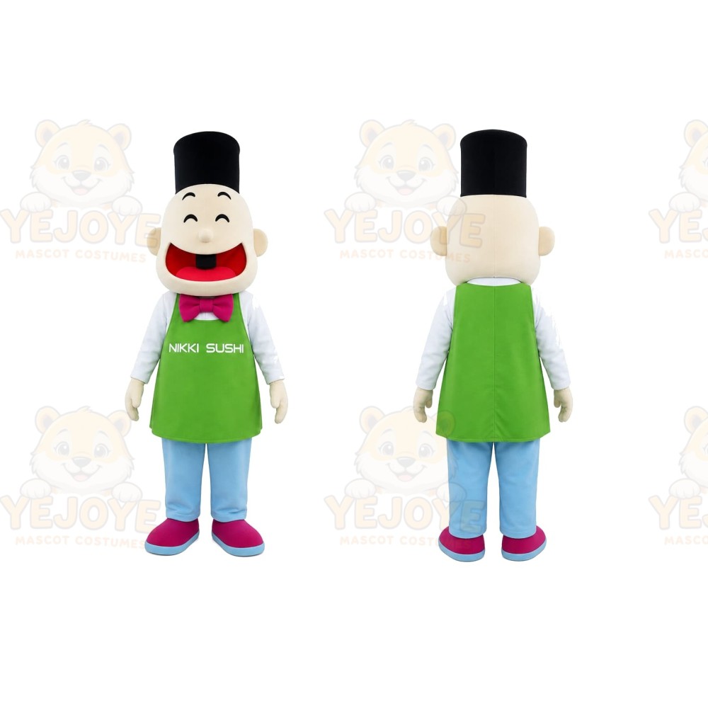 Green Sushi Chef Mascot Costume for Restaurant Promotions