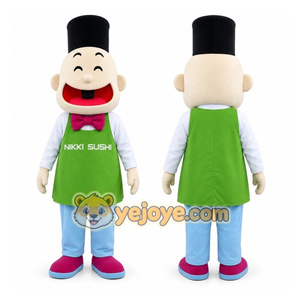Green Sushi Chef Mascot Costume for Restaurant Promotions