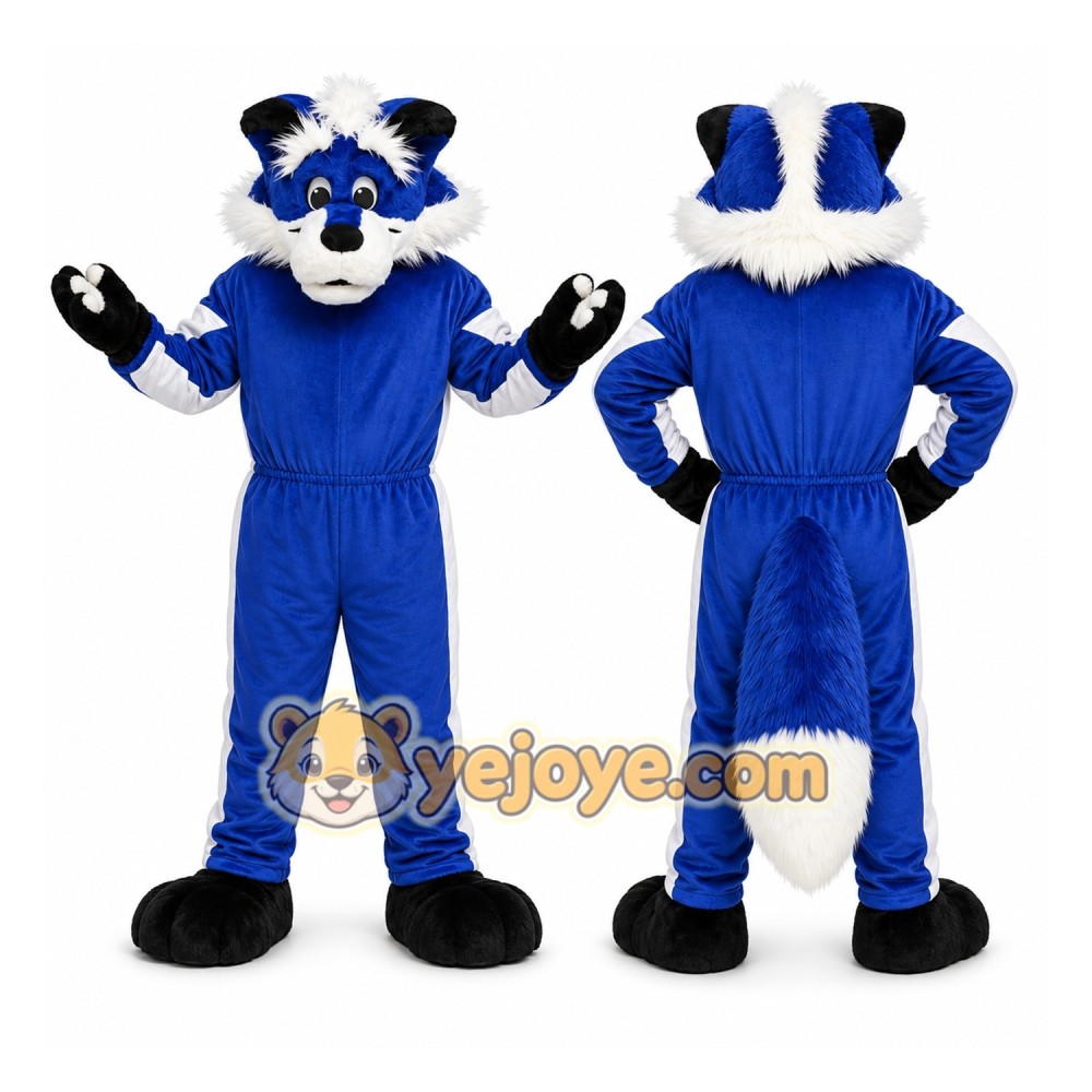 Blue Wolf Mascot Costume for Events and Promotions