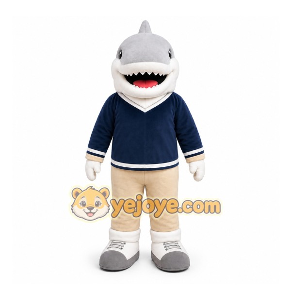 Gray Shark Mascot Costume for Sports Events