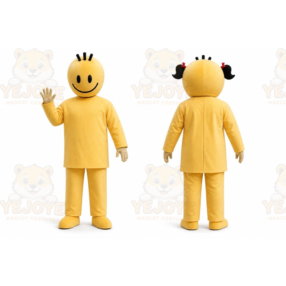 Yellow Smiley Face Mascot Costume for Events and Promotions