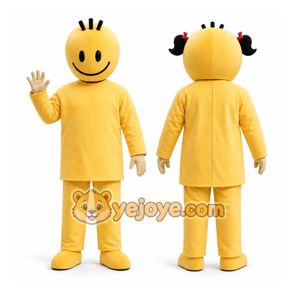 Yellow Smiley Face Mascot Costume for Events and Promotions