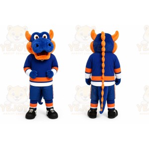 Blue Dragon Mascot Costume for Sports Events