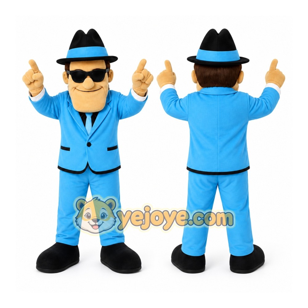Blue Man In Suit Mascot Costume for Events and Promotions Blue Man In Suit Mascot Costume for Events and Promotions