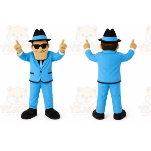 Blue Man In Suit Mascot Costume for Events and Promotions