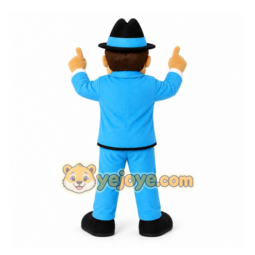 Blue Man In Suit Mascot Costume for Events and Promotions Blue Man In Suit Mascot Costume for Events and Promotions