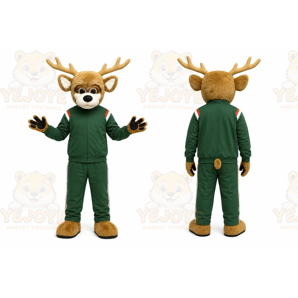 Green Deer Mascot Costume for Sports Events