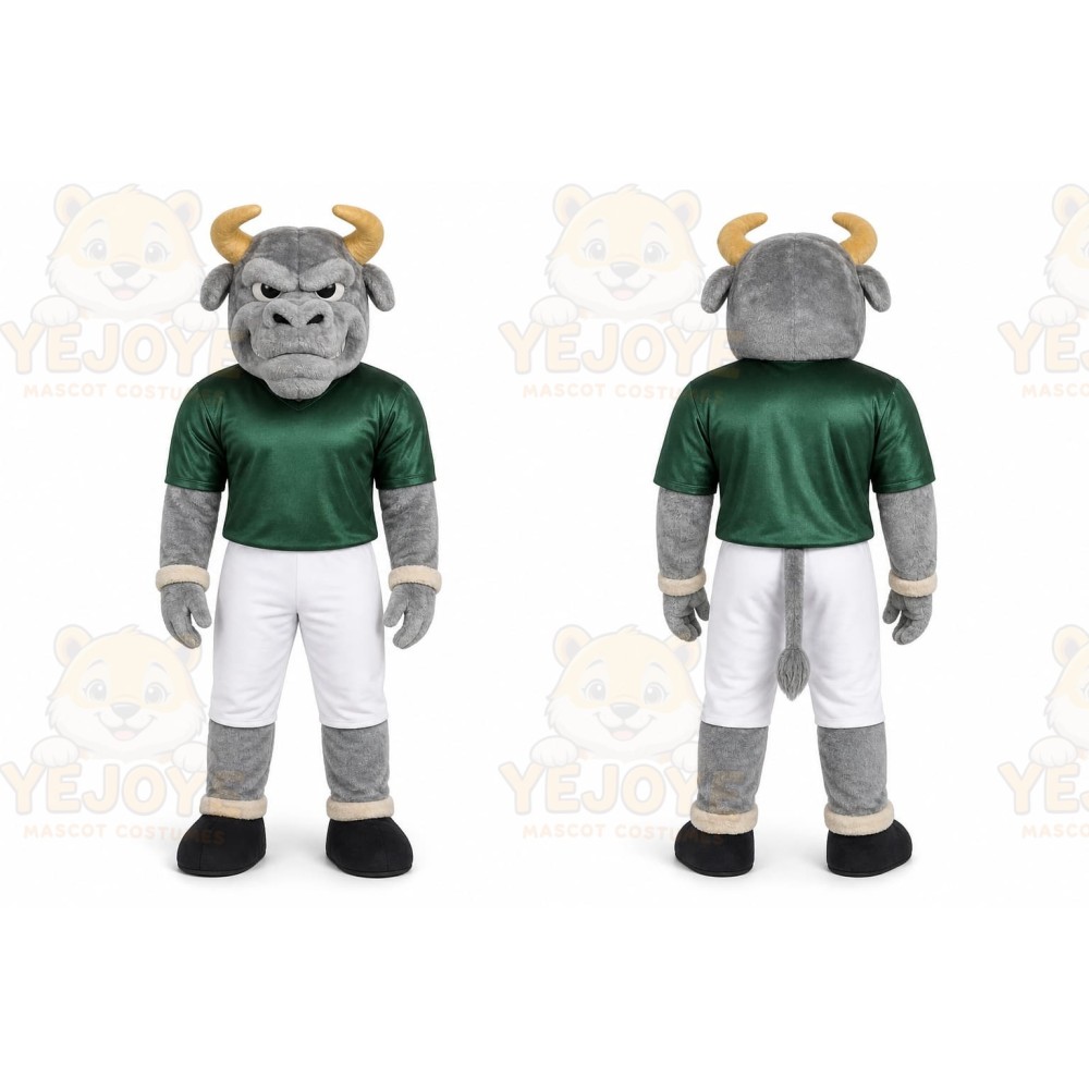 Gray Bull Mascot Costume for Sports Events