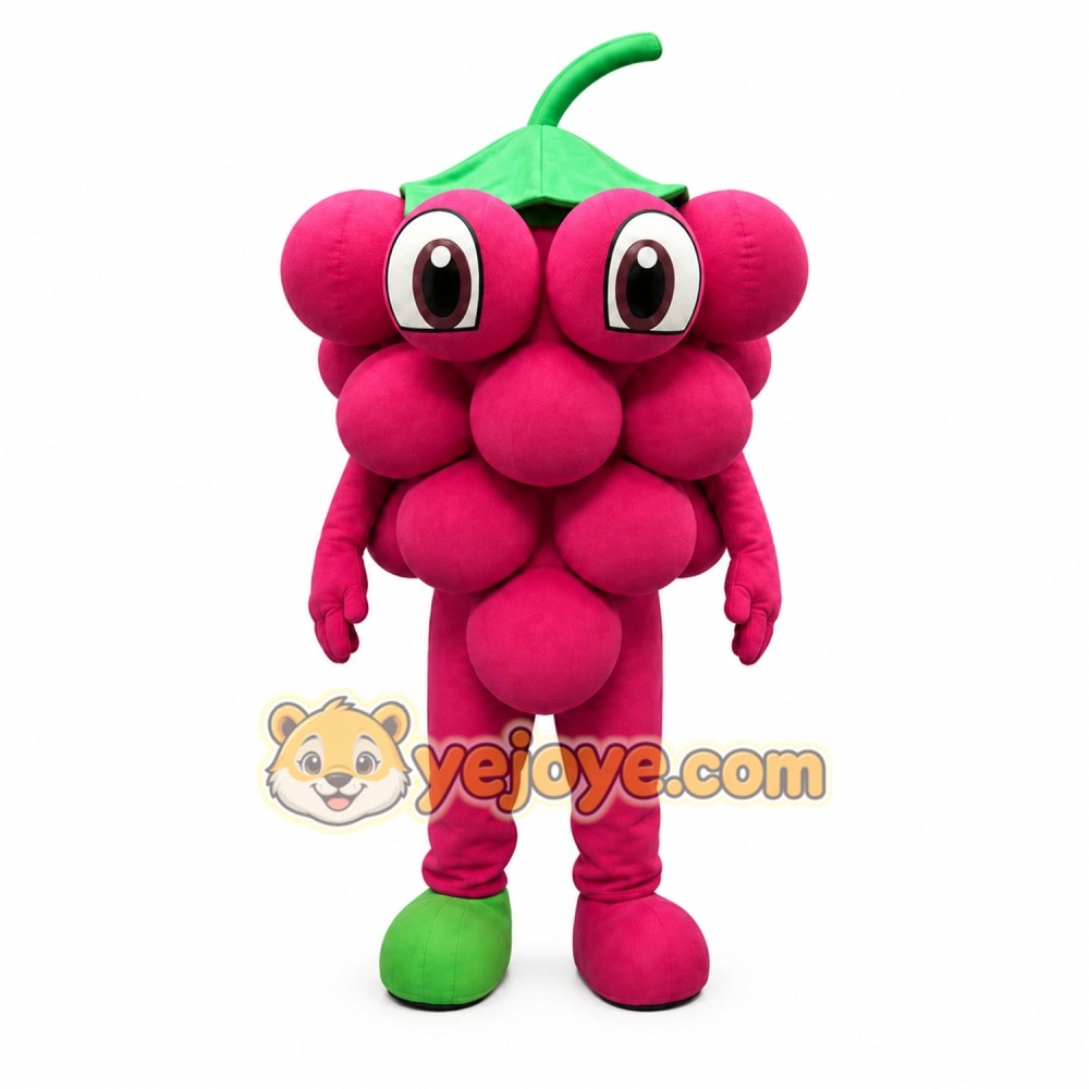 Pink Grape Cluster Mascot Costume for Events and Promotions Pink Grape Cluster Mascot Costume for Events and Promotions